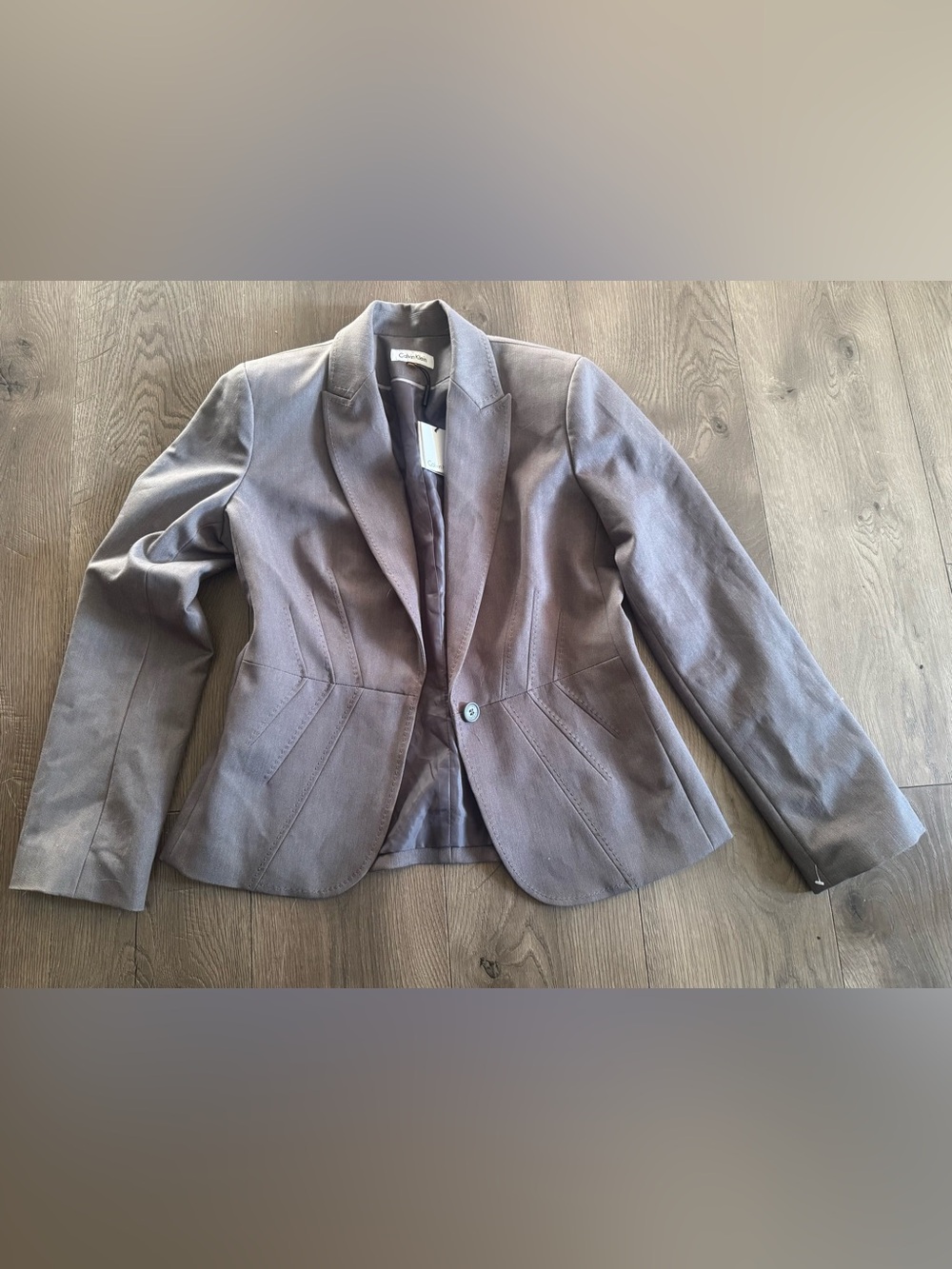 Calvin Klein Women's Taupe Tailored Single-Button Blazer